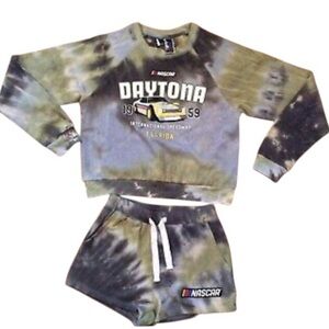 Daytona Nascar cotton blend tie dye sweats sweatshirt shorts lounge  set